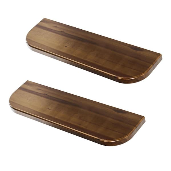24 in. W x 7 in. D Walnut Decorative Wall Shelf (Set of 2