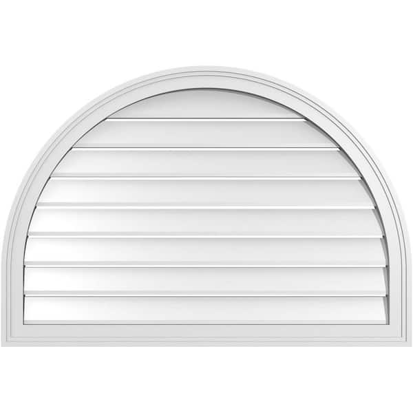 Ekena Millwork 38" x 26" Round Top Surface Mount PVC Gable Vent: Functional with Brickmould Frame