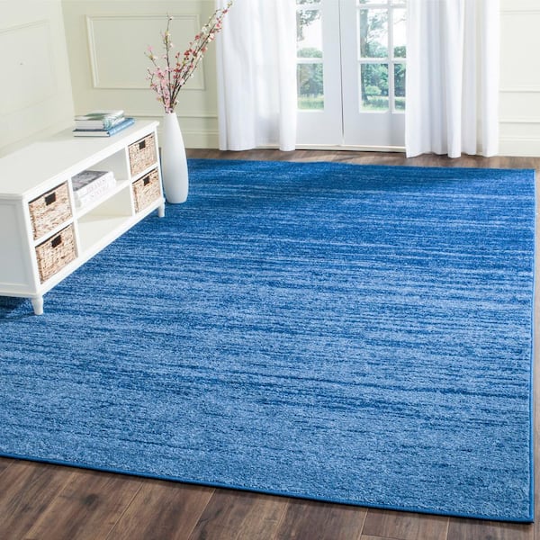 Adirondack Light Blue/Dark Blue 8 ft. x 8 ft. Square Solid Area Rug