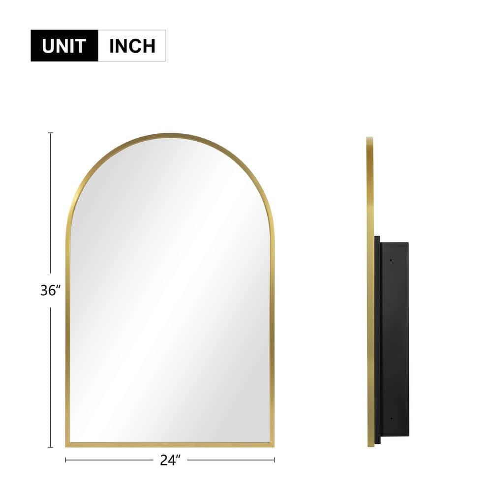 Gold Arched Metal Medicine Cabinet with Shatterproof Mirror