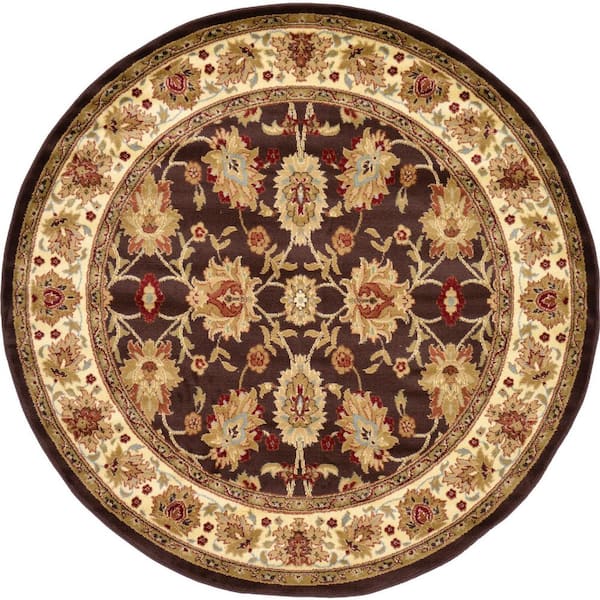 Unique Loom Voyage Springfield Brown 6' 0 x 6' 0 Round Rug