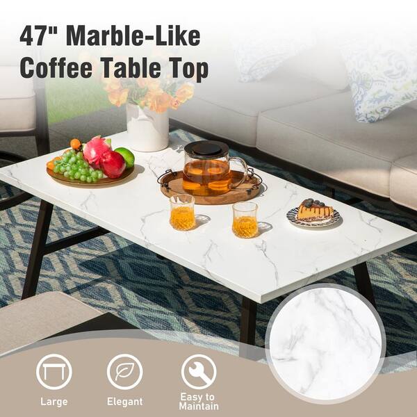 PHI VILLA Black 5 Seat 4-Piece Metal Steel Outdoor Patio