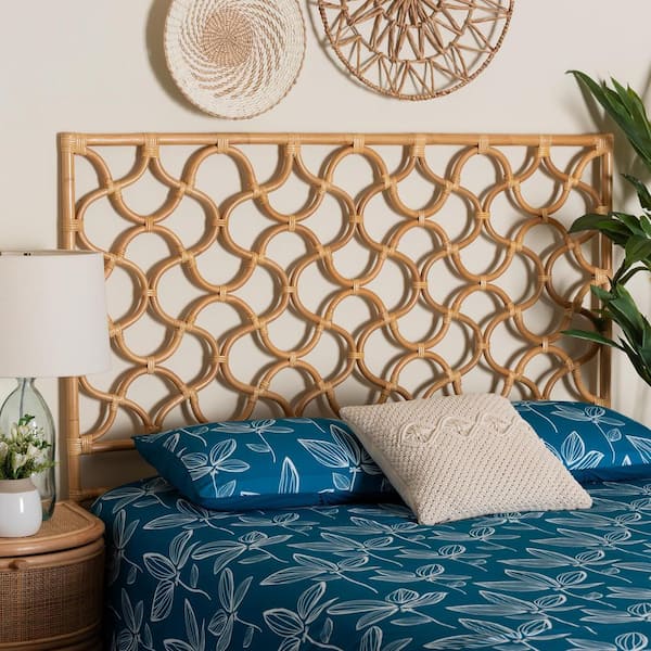 bali & pari Kalcya Honey Brown Rattan Queen Standalone Headboard