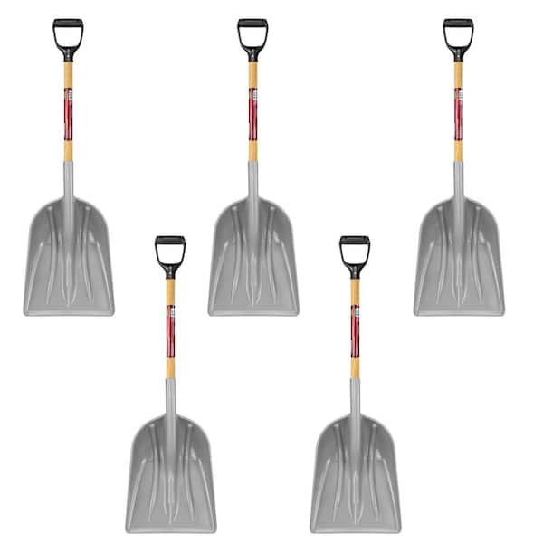 31 in. Wood Handle D-Grip Poly Scoop Shovel (5-Count)