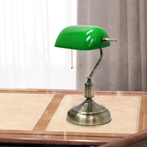 Buy Eglo Green/Brass Banker 1 Light Glass Table Lamp from the Next
