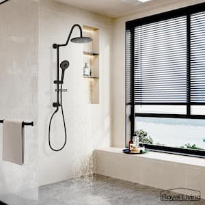 3-Spray Patterns with 2.5 GPM 10 in. Wall Mount Dual Shower Heads with Soap Dish in Matte Black (Valve Not Included)