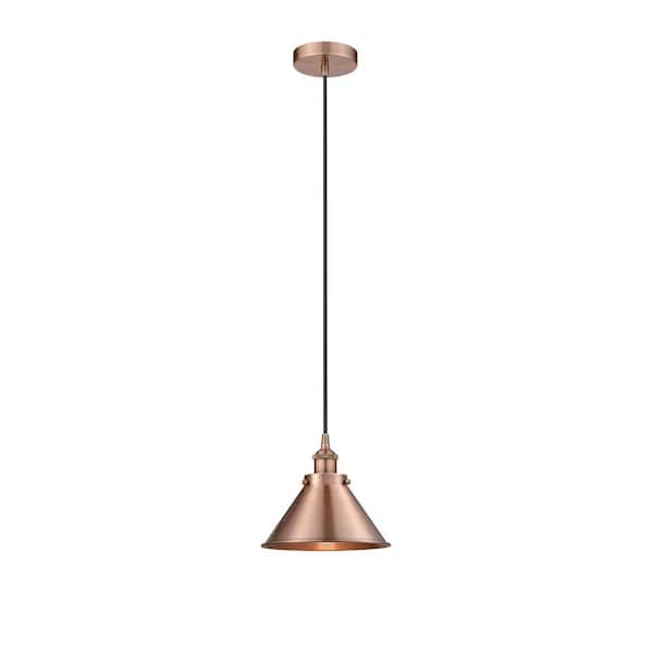 Briarcliff 100-Watt 1-Light Antique Copper Standard Mini Pendant Light with Metal Shade