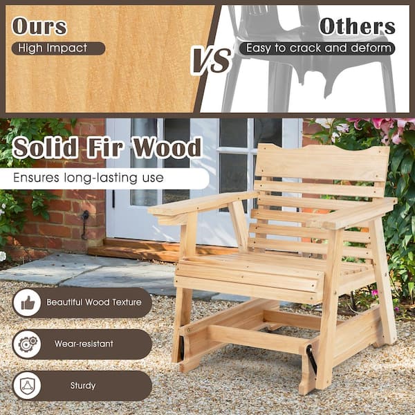 Costway 330 lbs. Natural Patio Wood Slat Outdoor Rocking