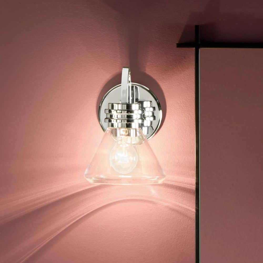 Farum 9.5 in. 1-Light Wall Sconce with Clear Glass in Chrome price history on PriceWatchPro