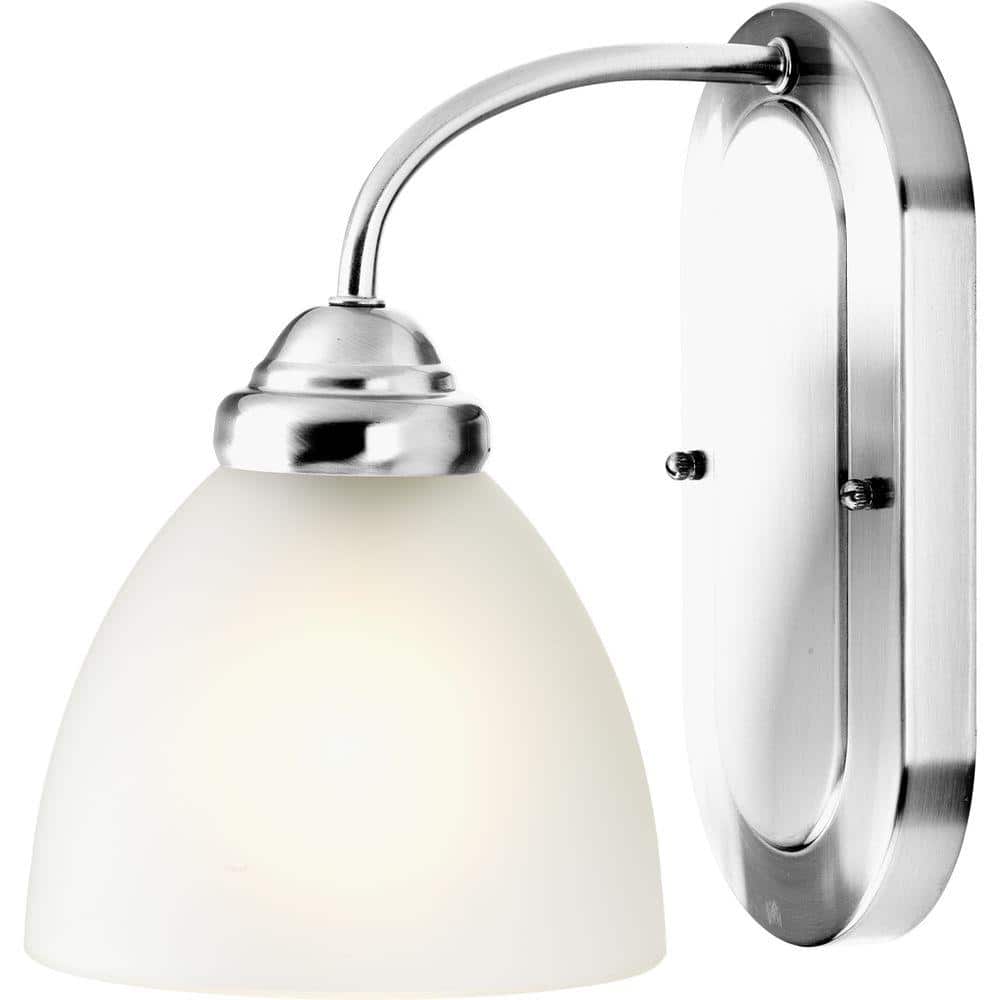 Heart Collection Polished Chrome 1-Light Bath Vanity with Etched Glass Shade