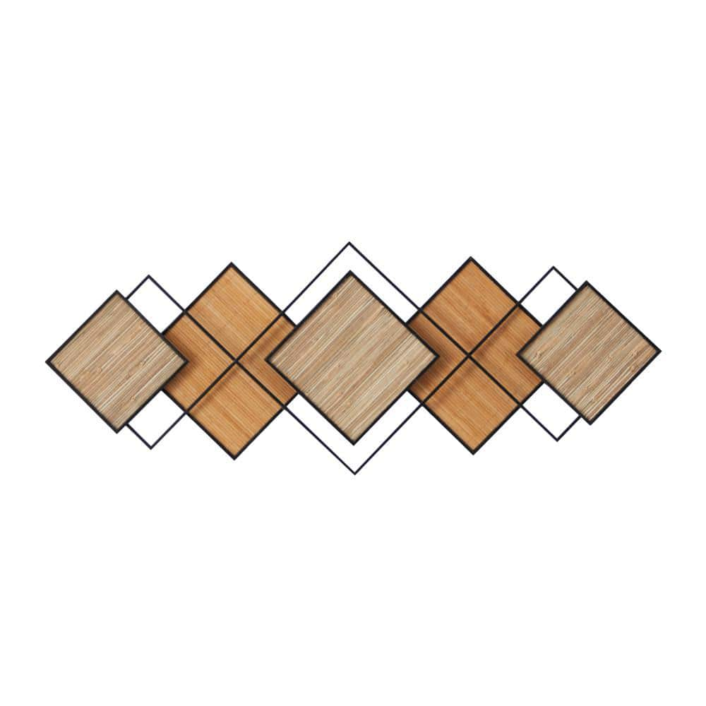 Deco 79 Wood Geometric Handmade Southwestern Beaded Wall Decor, Set of 2  24W, 24H, Brown