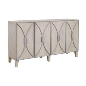 Starlight Whitewash and Silver Wood Top 64 in. Sideboard with Metal Detailing