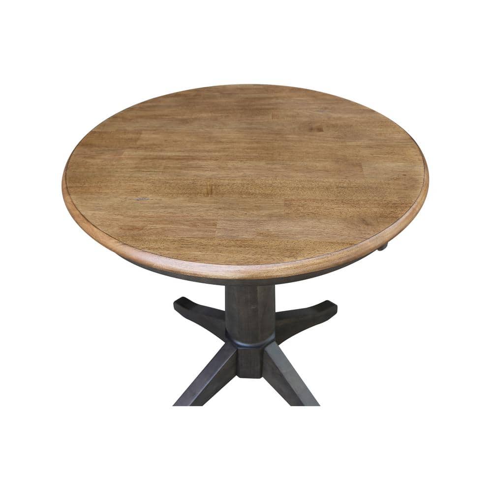 Elegant Hickory Brown Round Solid Parawood Dining Table