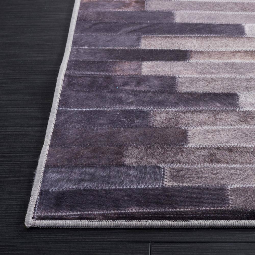 Gray and Ivory Faux Fur 9' x 12' Non-Slip Area Rug