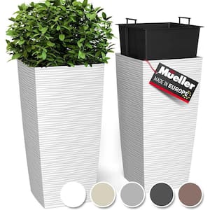 Modern 14 in. L x 14 in. W x 27.5 in. H 93.99 qts. White Outdoor Resin Planter 2 (-Pack)