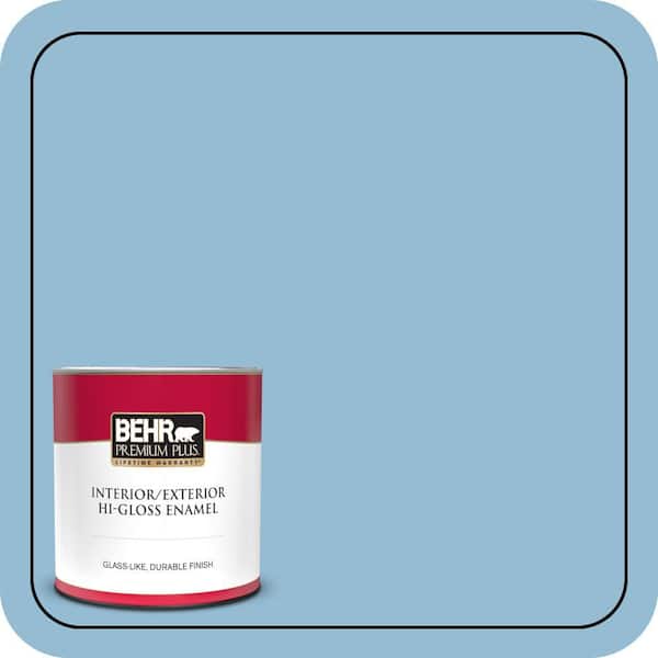 BEHR PREMIUM PLUS 1 qt. #M500-3 Blue Chalk color Hi-Gloss Enamel Interior/Exterior Paint & Primer