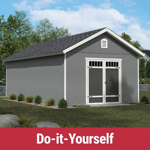 DIY Porter 12 ft. x 24 ft. Wooden Outdoor Storage Garden Shed with Floor Transom Window Doors (288 sq. ft. )