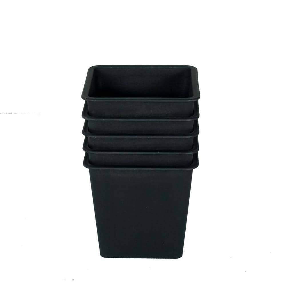 5 in. L x 5 in. W x  5 in. H x 5 in. Square Nursery Plant Pot Garden Plasti