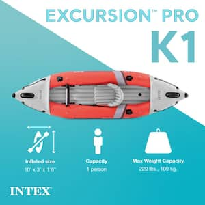 Excursion Pro K1 Single Person Inflatable Vinyl Fishing Kayak with Oar/Pump