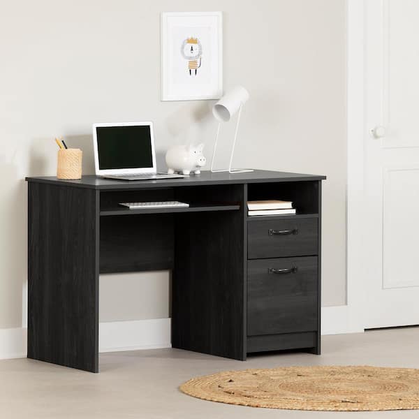 South Shore Tassio 44.5 in. Rectangle Gray Oak Particle Board 2-Drawers Desk