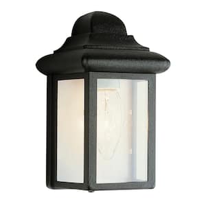 Vista 1-Light Black Outdoor Wall Light Fixture with Clear Glass