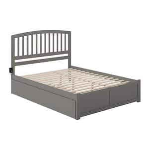Richmond Grey Queen Platform Bed with Footboard and Twin XL Trundle