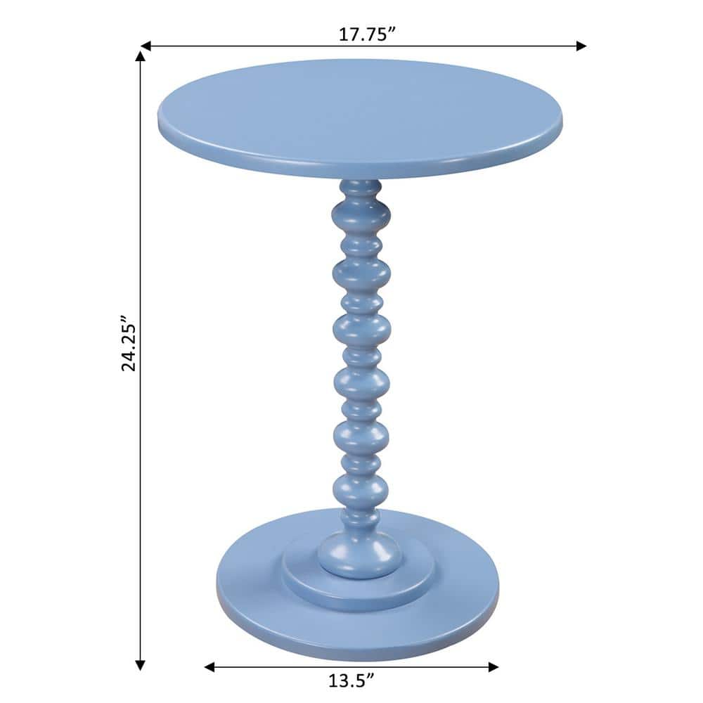 Palm Beach Blue Round Wood Spindle Side Table