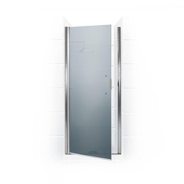 Coastal Shower Doors Paragon Series 25 in. x 82 in. Semi-Framed Continuous Hinge Shower Door in Chrome with Satin Etched Glass