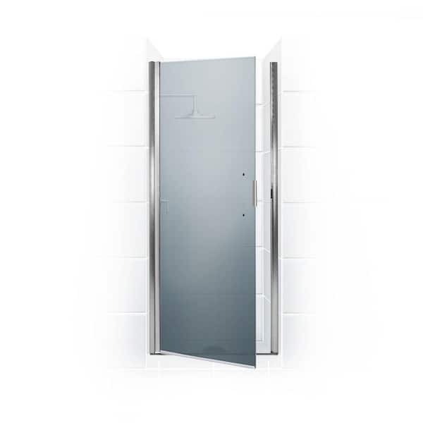 Coastal Shower Doors Paragon Series 29 in. x 65 in. Semi-Framed Continuous Hinge Shower Door in Chrome with Satin Etched Glass