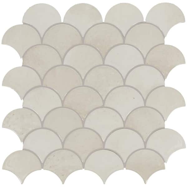 Miramo Pearl 13 in. x 13 in. Glazed Ceramic Fan Mosaic Tile (612 sq. ft./pallet)