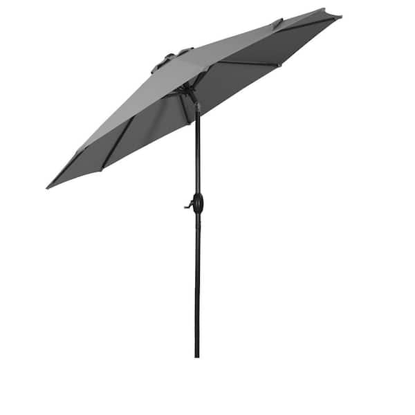 9 ft. Steel Market Tilt Pation Umbrella in Beige with Push Button