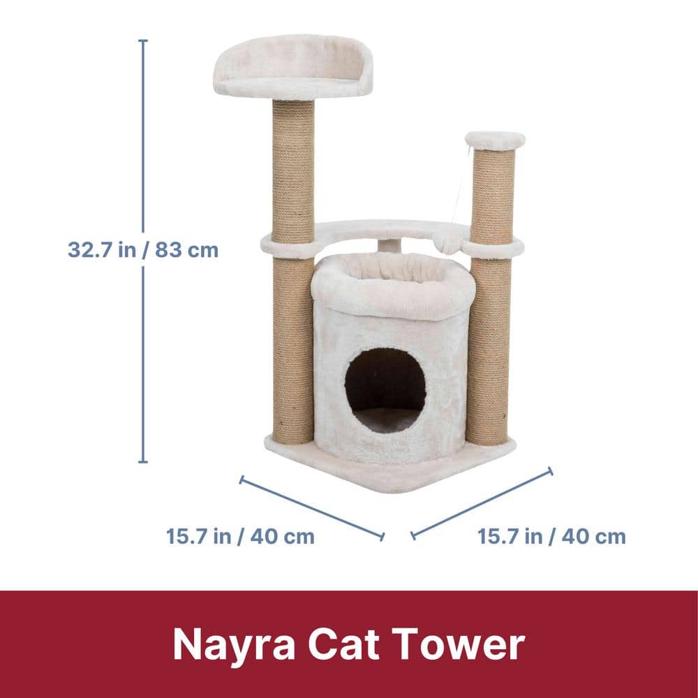 Nayra 32.7" Beige and Jute 3-Level Cat Tree with Condo