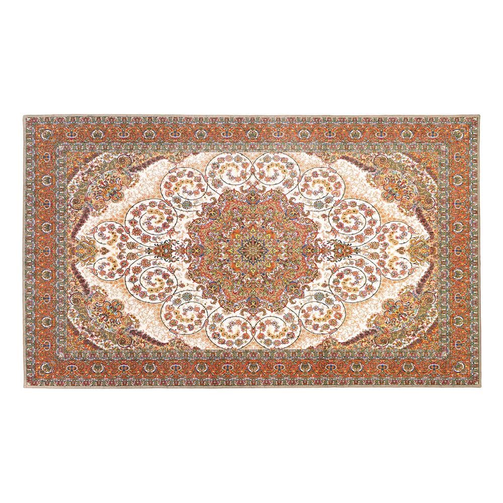 My Magic Carpet Zahara Amber 3 ft. x 5 ft. Medallion Washable Area Rug
