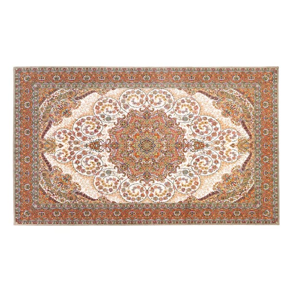 Zahara Amber 3 ft. x 5 ft. Medallion Washable Area Rug