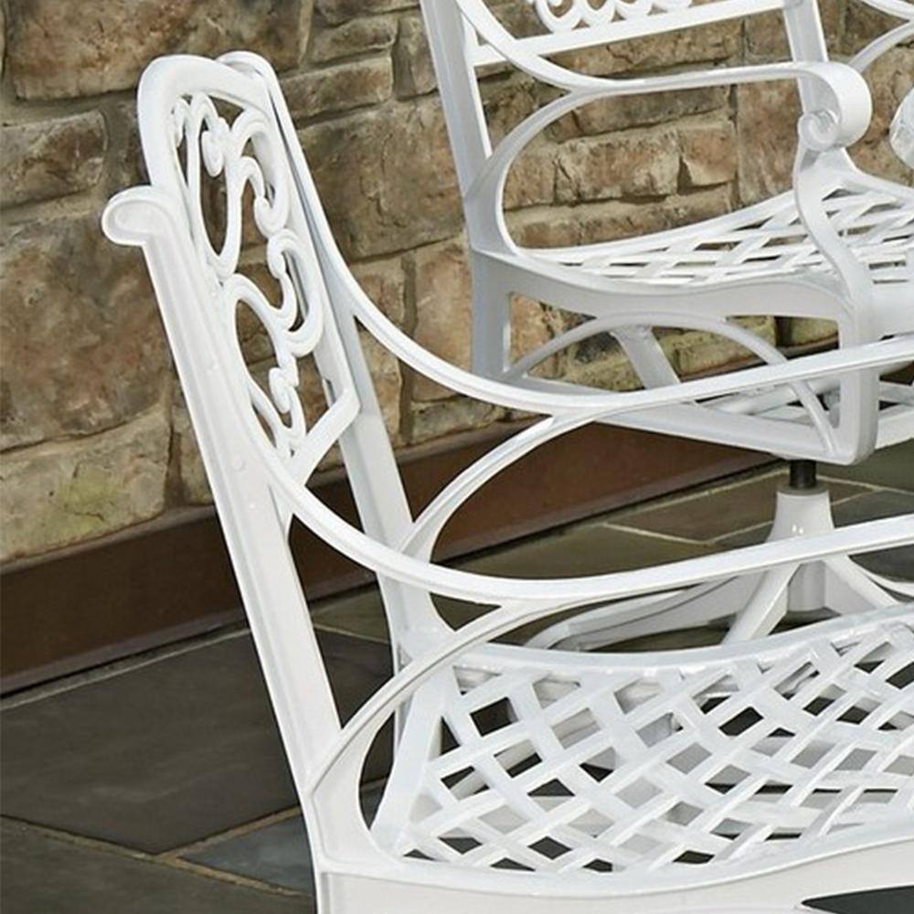 Sanibel White Aluminum 7 Piece Outdoor Dining Set with Green Cushions