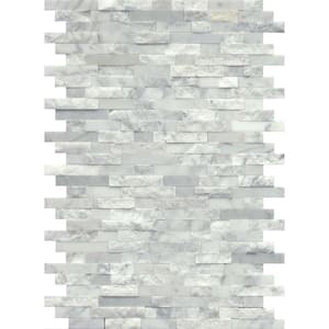 Feature White 12.01 in. x 17.99 in. Splitface Limestone Mosaic Tile- ( 1.5 sq ft. - 1 Each)