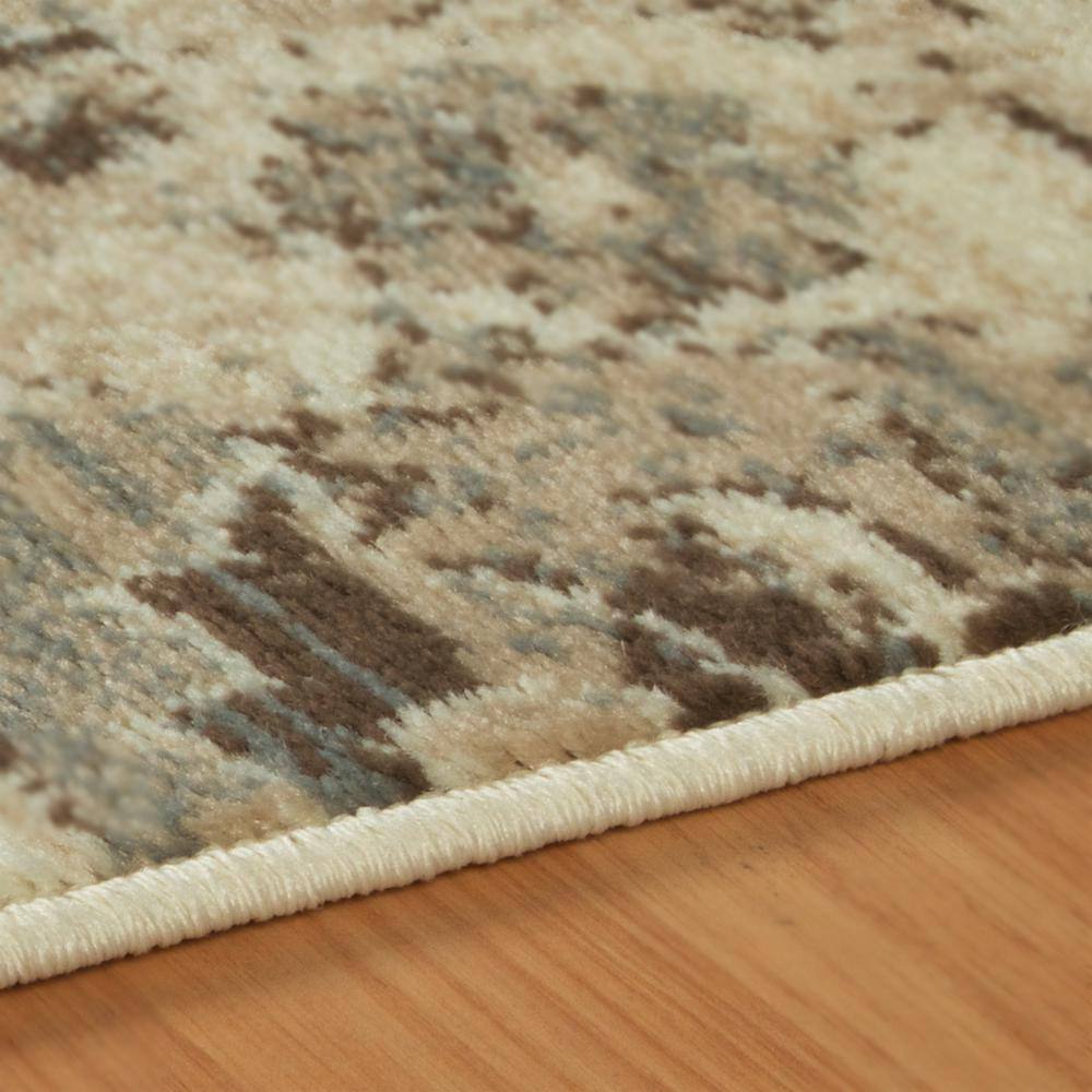 Beige Floral Synthetic Low Pile Runner Rug, 2.5x8 ft