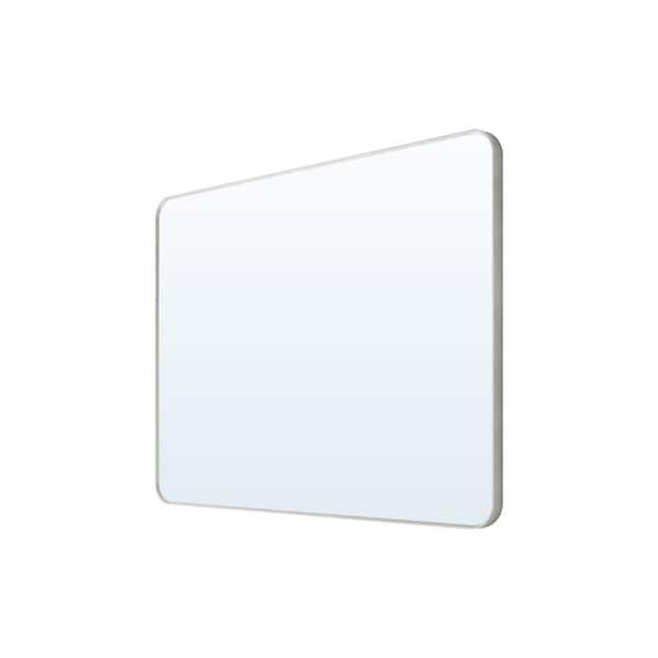 48 in. W x 36 in. H Rectangular Aluminum Framed Wall Bathroom Vanity Mirror in Brushed Nickel with Rounded Corners