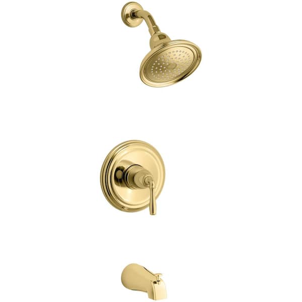 KOHLER Devonshire 1-Handle Rite-Temp Tub and Shower Faucet Trim Kit in Polished Brass (Valve Not Included)