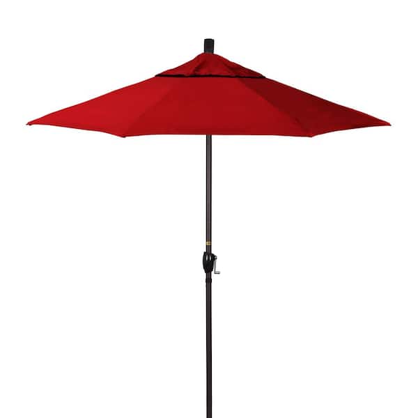 California Umbrella 7.5 ft. Bronze Aluminum Market Patio Umbrella with Crank Lift and Push-Button Tilt in Red Pacifica Premium