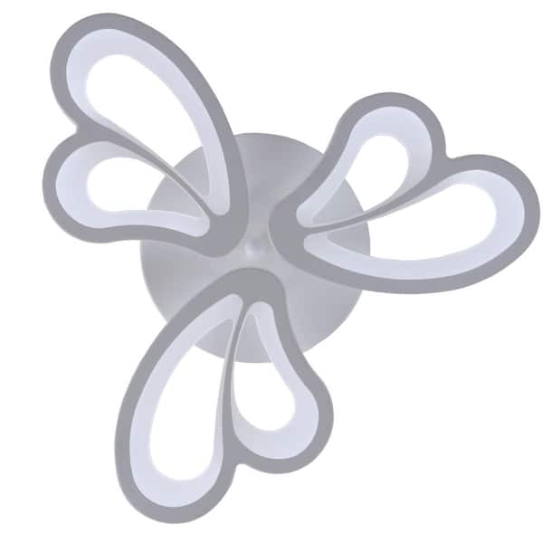 Keazile 18.5 in. Indoor Modern Dimmable LED Semi-Flush Mount Ceiling Light Fixture with Remote and Creative Flower Lampshade