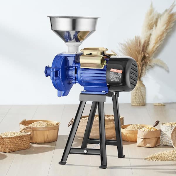 Electric Grain Mill Grinder, 3000-Watt Spice Grinders, Commercial Corn Mill Funnel, Thickness Adjustable Powder Machine