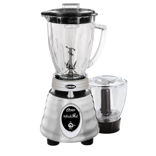 Oster - Whirlwind Heritage Blend 48 oz. 1000 Plus 2 Speed Blender in Chrome with Food Processor and Glass Blender Jar
