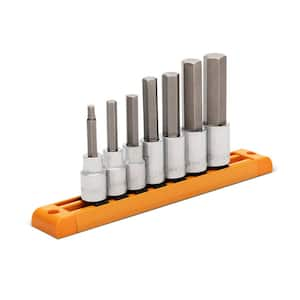 1/2 in. Drive Metric Mid-Length Hex Bit Socket Set (7-Piece)