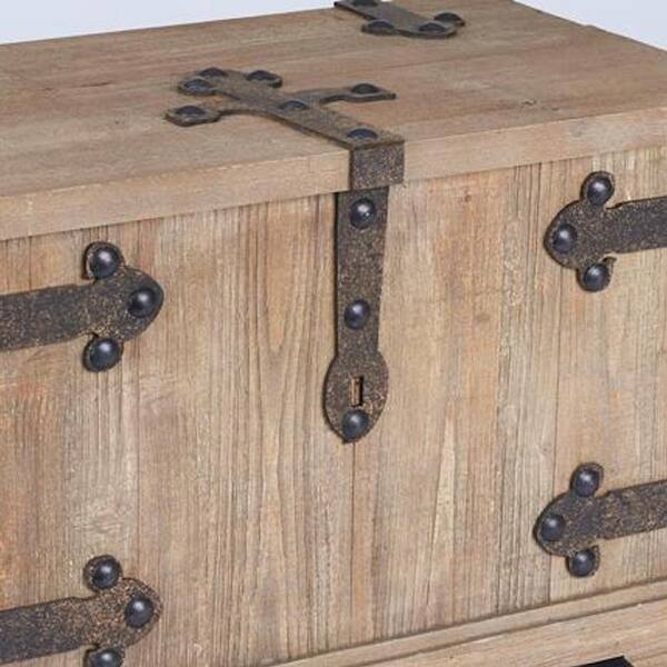 HOUSEHOLD ESSENTIALS Antiqued Wooden Home Storage Chest, 3-Piece Set 9535-1  - The Home Depot