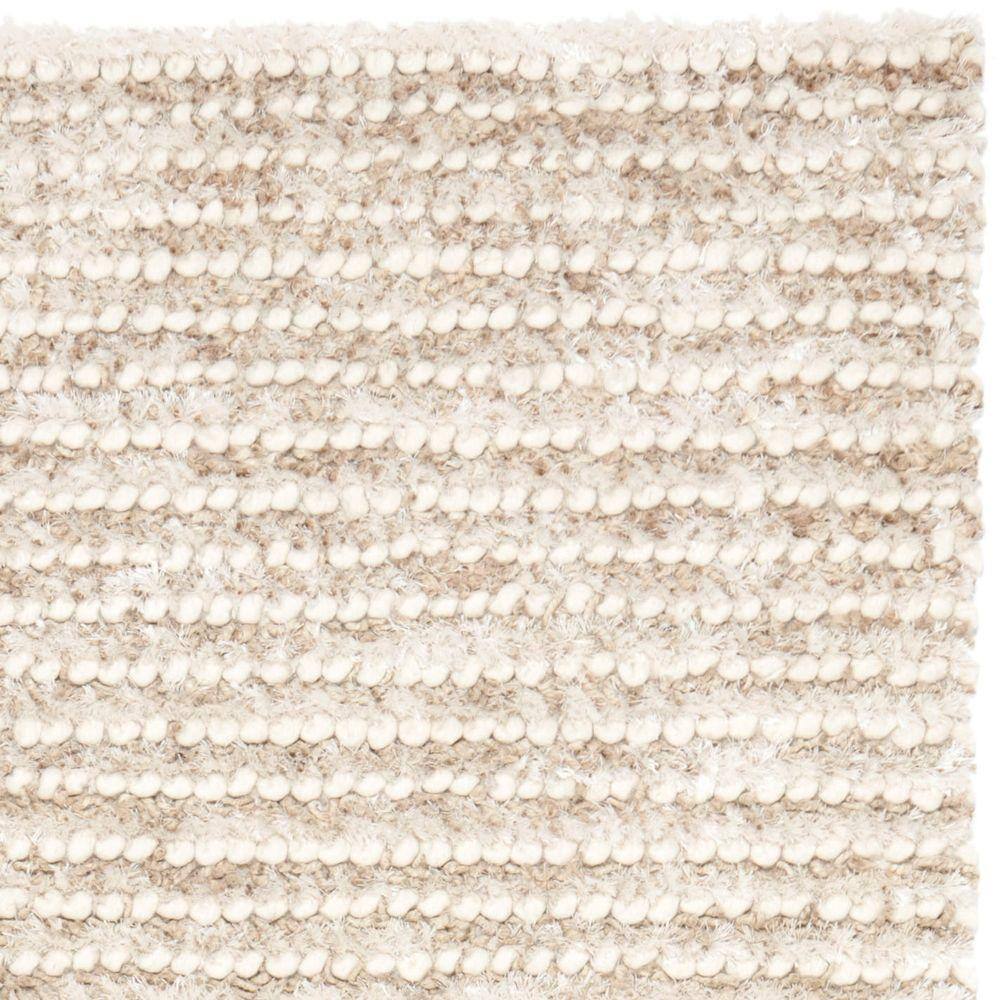 Luxe Cozy Comfort Hand-Tufted White & Beige Round Shag Rug
