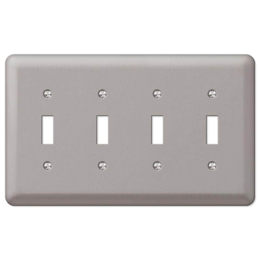 Brushed Nickel Quad Toggle Steel Wallplate