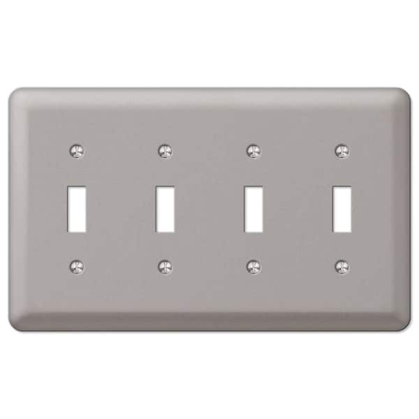 AMERELLE Declan 4 Gang Toggle Steel Wall Plate - Pewter