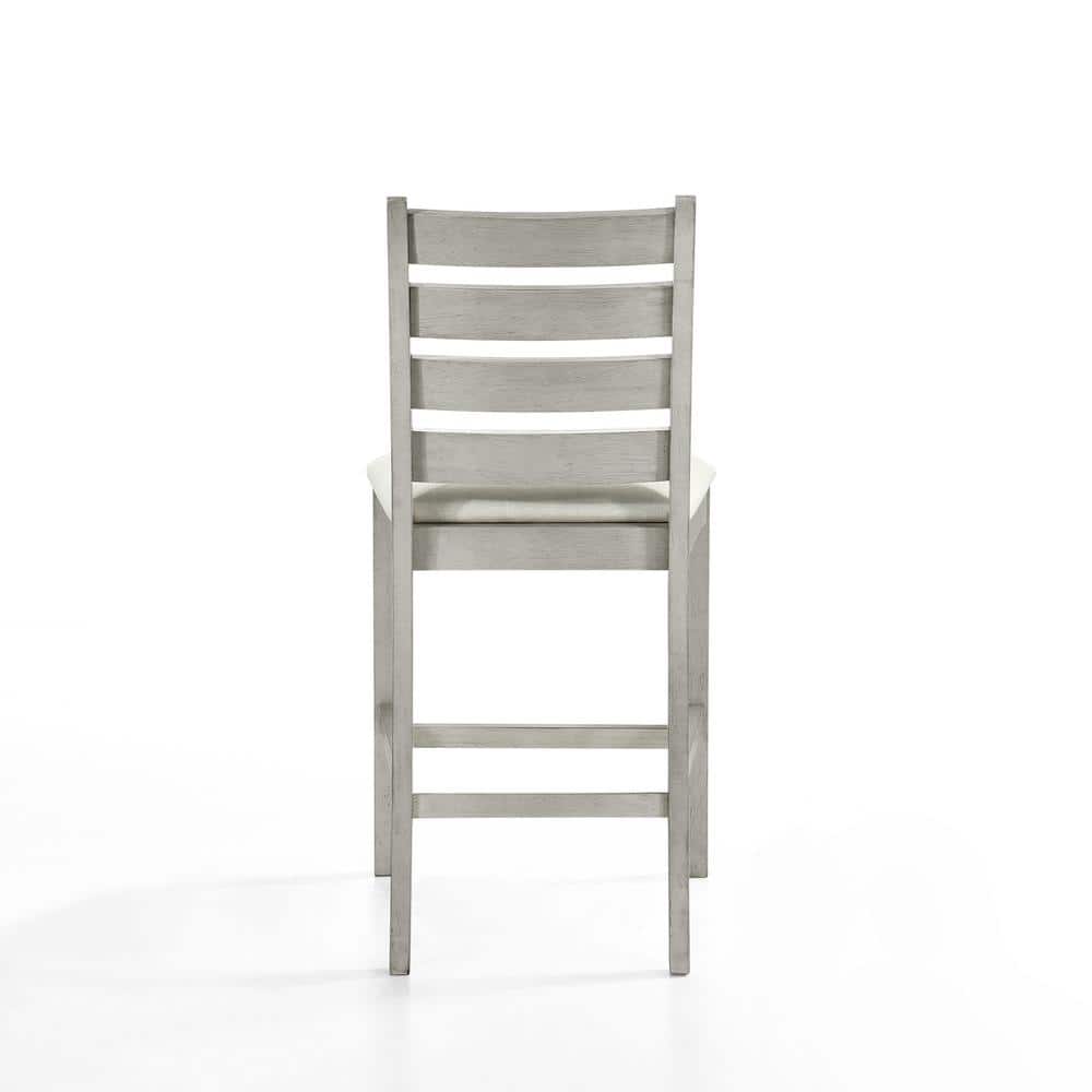Pascal Driftwood Gray Wood Ladderback Counter Stools with Fabric Cushion (Set of 2)