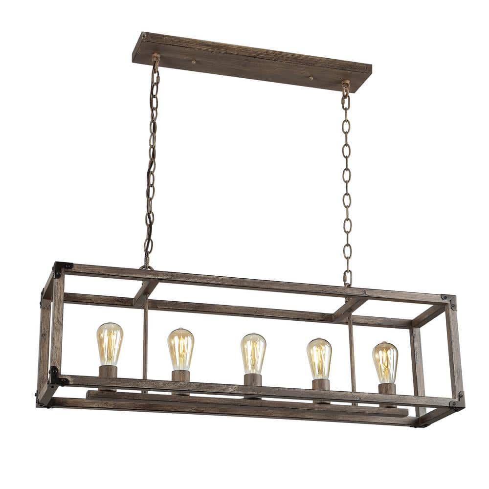 Magnolia Rustic 36" 5-Light Farmhouse LED Pendant in Oil-Rubbed Bronze